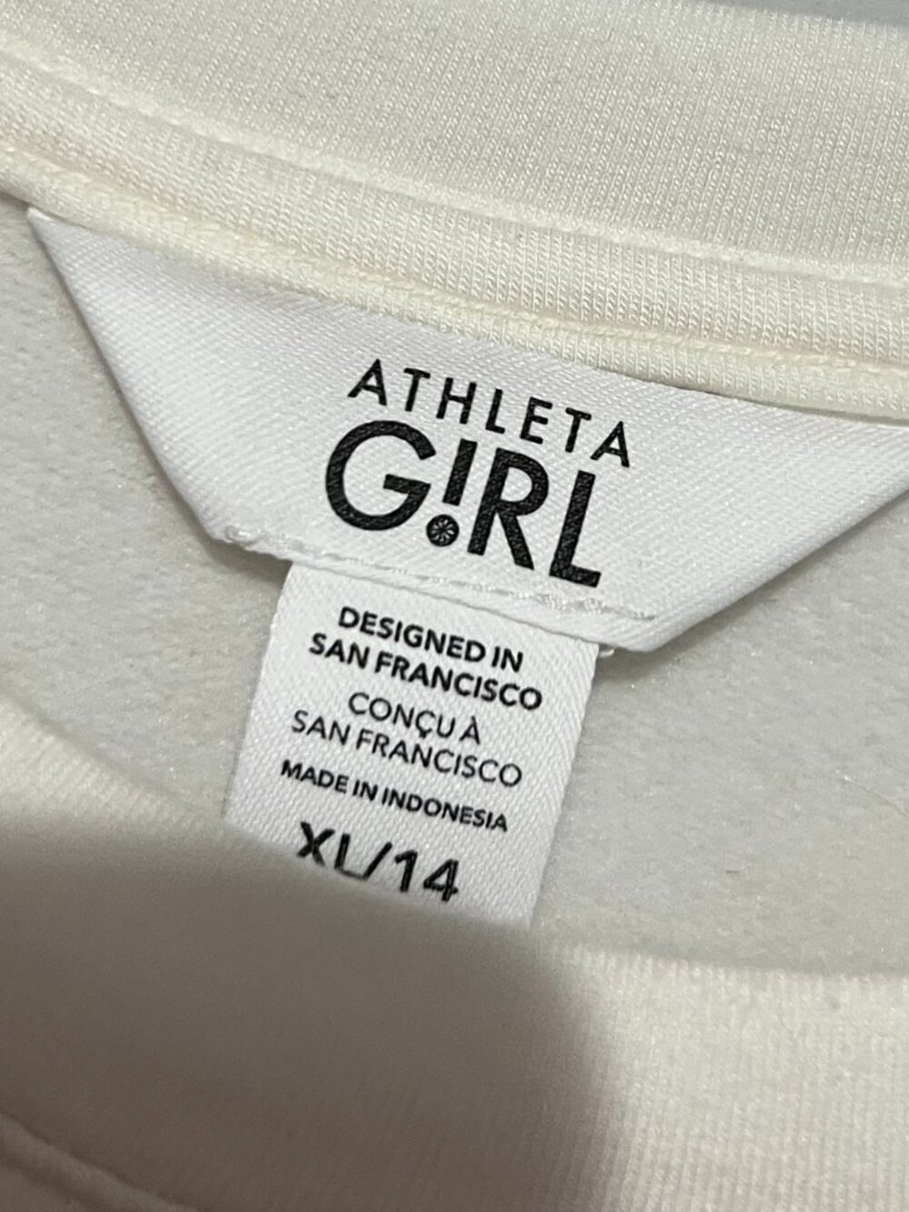 Athleta Girl Sweatshirt Cream Girls Size 14 - Picture 3 of 4